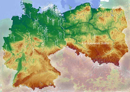 mapa rozmieszczenie zrealizowanych projektow farm wiatrowych